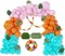 127PCS Tropical Balloon Arch Garland Kit, Teal Blue, Pink & Orange Balloons with Tropical Garland, Ocean & Hawaiian Theme Decorations